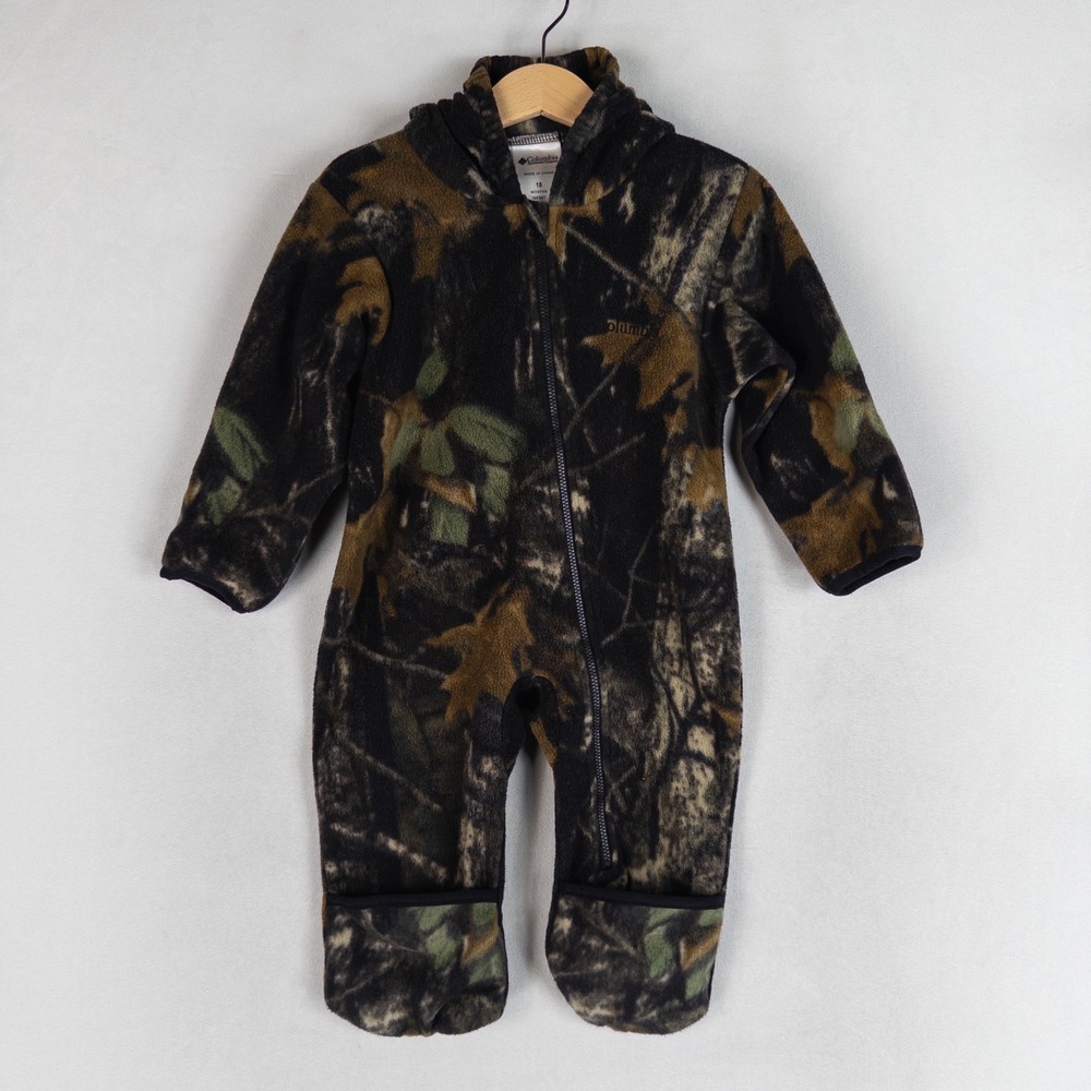 Columbia Infant Fleece Bunting 18 Months Camo Hooded One Piece Romper Snuggly